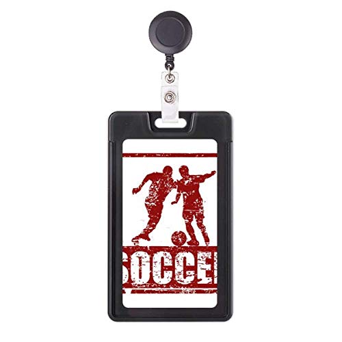 Porte-badge rétractable football rouge anti-perte pour carte d'accès