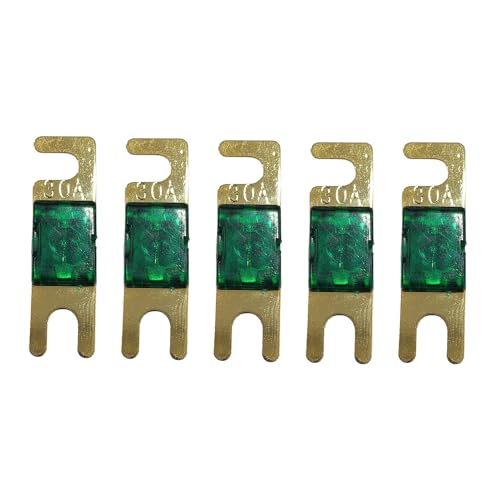 Image of KMH 30A Mini ANL Fuse Kit Nickel Blade Plated Fork Fuses | Car Audio & Video Circuit Breaker Protection | Electronic System Fuse Holder for Safe Power Distribution, Pack of 5