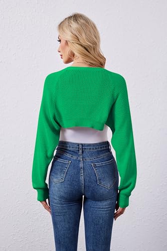 Image of Women's Bolero Shrug Sweater Cropped Cardigan Long Sleeve Open Front Casual Arm Knit Shrugs Sweaters for Dresses