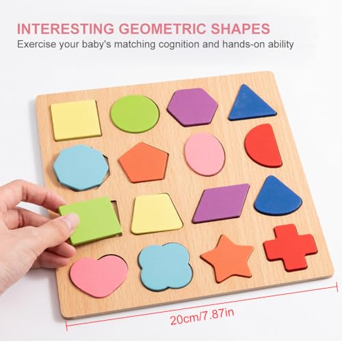 Montessori Mehrere Form Holz Puzzle, Hölzernes Puzzle mit Mehreren Formen, Geometrisches Puzzle