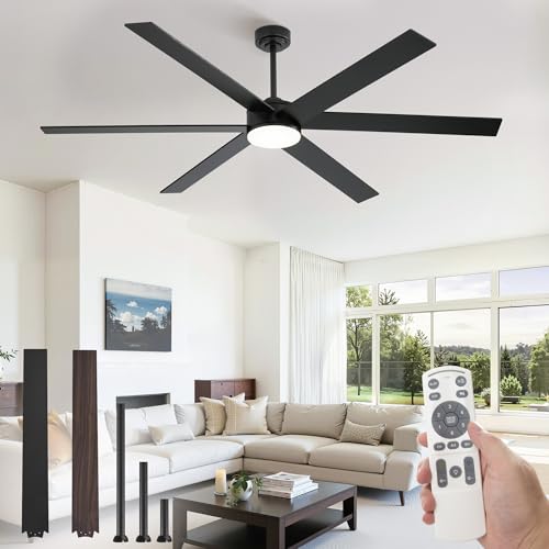Image of Fanbulous 72 inch Outdoor Ceiling Fans with Lights, Dimmable 3CCT, Black