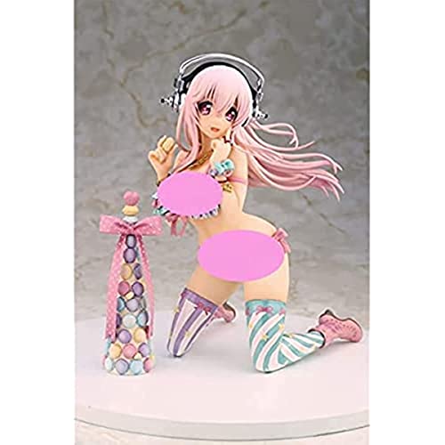 REOZIGN Super Sonico avec Macaroon 1/7 Figurines Statue Bikini Maillot de Bain Fille 13cm / 5.1 Pouces PVC Japan Adult Toy Action Figure Collection Décoration Poupée de Figurine