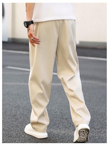 GORGLITTER Men's Pleated Straight Leg Dress Pants Drawstring Waist Trousers with Pockets3