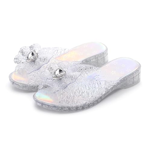 Image of Jelly Sandals for Girls Dress Slide Princess Frozen Inspired Elsa Flats Dance Party Cosplay Snow Queen Birthday Clear Slippers Summer Little Girls, Toddler Slip On