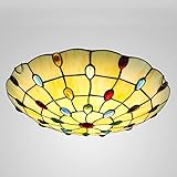 ティファニースタイル天井照明シェード、伝統的な天井マウントライトボウルシェード、手作りのアップライター、リビングルームのベッドルームのホテルカフェステンドグラス照明器具用 (Color : Beige, Size : 40cm/16in)