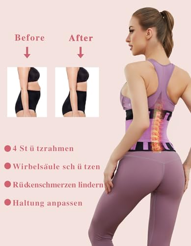 Foto von SIHOHAN Bauchweggürtel, Schwitzgürtel Fitness Gürtel, Verstellbarer Taille Trimmer Gürtel Fitnessgürtel, Waisttrainer Taillenformer, Bauchgürtel für Herren und Damen（Violett, XXL）