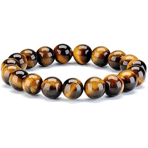 WFJ Genuine Tiger Eye Bracelet 10mm 19cm, Natural Yellow Brown Tiger's eye Crystal Healing Protection Willpower, Confidence, Motivation, Focus Goal… Cover