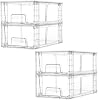 Vtopmart 4 paquetes de cajones transparentes apilables con divisores | Fácil ensamblaje, almacenamiento apilable, divisores removibles, diseño antideslizante, para refrigerador, bajo el fregadero, despensa y baño 2