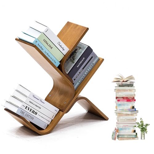 ZFPKXHVMG Open Storage Shelf, Bamboo Tree Bookshelf 3-8 Layers For Bedroom Living Room Home Office Brown Original Color(Brown,3 layer)