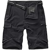 Toomett Men's Hiking Cargo Shorts Quick Dry Lightweight Travel Shorts with Multi Pockets for Fishing Camping Golf 6230 Black 36