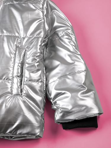 Image of KiddoPanti Girls Hooded Puffer Jacket with Front Zip & Pockets