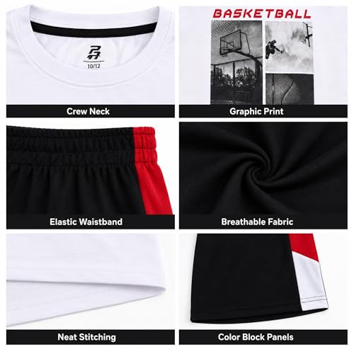 Image of Pro Athlete Active Boys Short Sets - 2 Piece Performance Crewneck Short Sleeve T-Shirt and Shorts Boys Athletic Sets (8-16)
