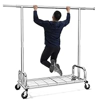 HOKEEPER Clothing Racks Heavy Duty Clothes Rack Adjustable Garment Rack for Hanging Clothes, Portable Coat Rack with Lockable Wheels, for Bedroom, Laundry, Balcony, Living Room 68.89''H*70.86''W*20\"D