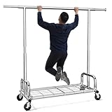 HOKEEPER Clothing Racks Heavy Duty Clothes Rack Adjustable Garment Rack for Hanging Clothes, Portable Coat Rack with Lockable Wheels, for Bedroom, Laundry, Balcony, Living Room 68.89''H*70.86''W*20'D