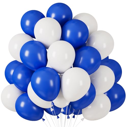 60 Stück Luftballons Blau Weiß, Helium Ballons Matt Blaue, Weiss Blau Latex Ballons, 12 Zoll Blaue Partyballon fur Jungen Kinder Geburtstag Hochzeit Baby Shower Babydusche Feste Babyparty Verlobung