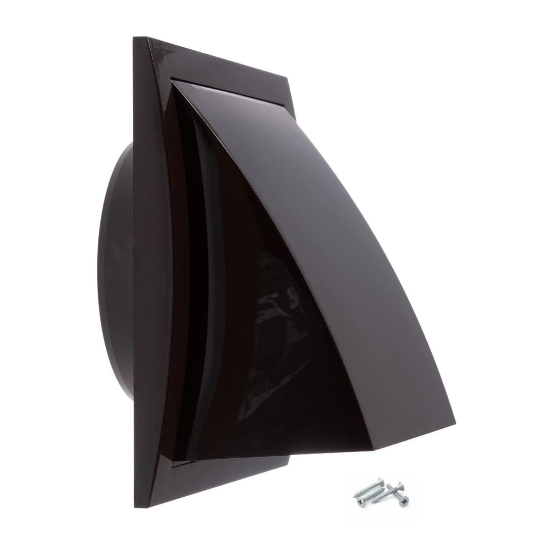 Steinberg14 Men's Brown 125Mm / 5'' Plastic Cowled Hooded Air Ventilation Wall Grille With Round Spigot And Wind Baffle Backdraught Shutter