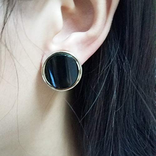 Simple Fashion Acrylic Circle Black Resin Clip-On Earrings For Women Girls No Piercing #TOP4