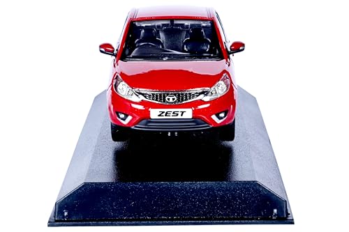 Image of Scale Model Car Tata-Zest-Free Wheel (Acrylic case)-Official 1:43 Die-cast Official Merchandise, Red