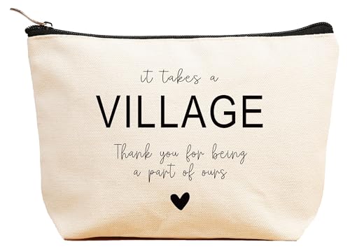 ZVMIS It Takes a Village-Coworker Employee Boss Teacher Appreciation present-Thank You for Being Part of Ours Child Care Worker Neighbor keepsake-Makeup Bag Cosmetic Pouch Travel Case-Gift