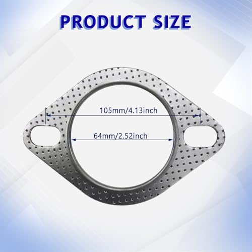 Image of 2PCS Car Exhaust Gasket, Engine Exhaust Gasket, Standard Exhaust Manifold Gaskets, Reinforced High Temperature Flange Gaskets Car Accessories Universal Fit Most Vehicles
