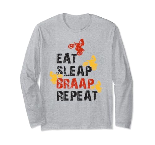 Funny Dirt Bike Eat Sleep Braap Repeat For Motorcycle Rider Manga Larga