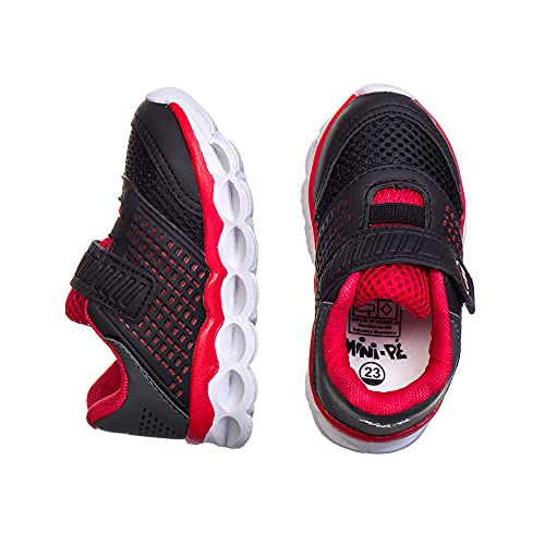Tênis Infantil Masculino Com Luzes de Led MP1814 - AS109 Cor:Preto-Vermelho;Tamanho:25