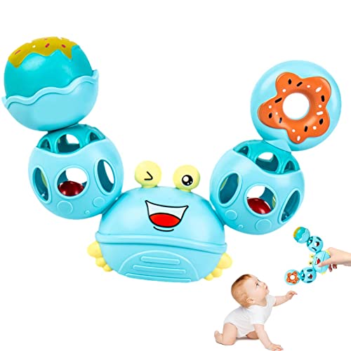 Brinquedo chocalho agitador,Dentição Brinquedos Forma de Caranguejo | Bola macia mordedor fácil de s