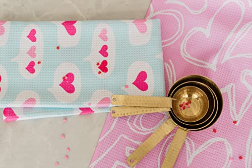 Desert Aqua 2 Pack || Not Your Ordinary Kitchen Towels || Dish Towels || Tea Towels || Waffle Weave Microfiber || Designer Prints || Highly Absorbent || Hanging Hook (Valentine) #TOP1