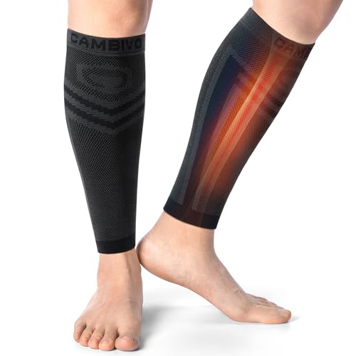 CAMBIVO Calf Compression Sleeves for Men and Women Shin Splint Brace Support for Legs Pain Relief, Varicose Vein Treatment (Black, SM)