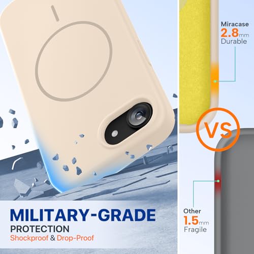 Image of Miracase Magnetic for iPhone 17e Case & iPhone 16e Case, [Soft Anti-Scratch Microfiber Lining], Compatible with MagSafe, Silicone Shockproof Protection Phone Case for iPhone 17e /16e, Sand