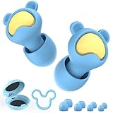 Quietide 子供用耳栓（6～12歳用）26dBノイズ減衰 ライブ用耳栓 聴覚過敏対応 集中力アップ 不安やストレス緩和 4サイズ付き 水洗い再利用可能 学校・家・遊び場に最適 クマ型・ブルー