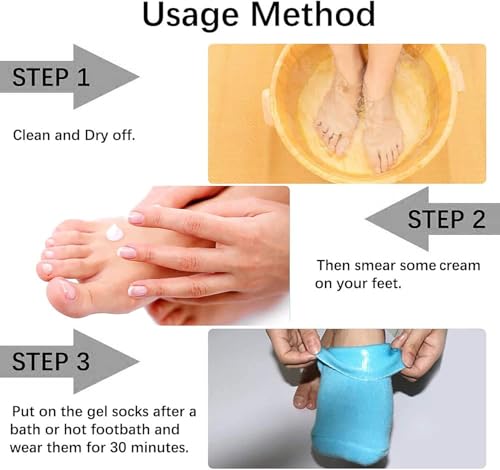 Image of Soft Moisturizing Gel Socks, Gel Spa Socks for Feet Care Ultimate Treatment, Repairing and Softening Dry Cracked Feet Skins, Gel Lining Infused with Essential Oils and Vitamins