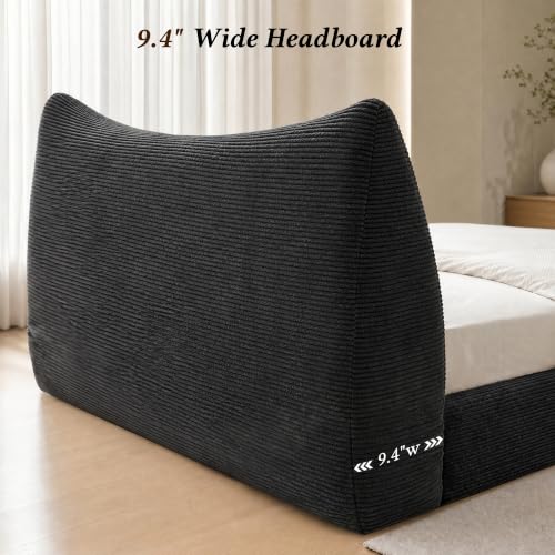 Image of Homkdom Cloud Bed Frame with Thick Headboard,Upholstered Soft Queen Bed Frame with Anti-Collision Soft Rounded Corners,Boucle Bed Frame Queen Size for Apartments, Guest Rooms,Black