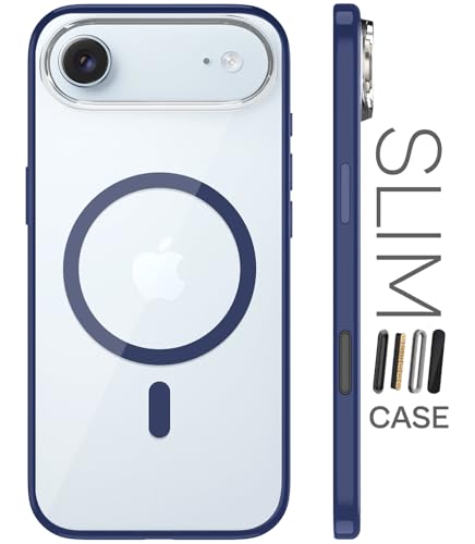 Image of Golden Sand Aura MagSnap Series Transparent Back Cover for iPhone 17 Air 5G | Yellow Resistant, Ultra-Clear Glass Feel | Military Grade Protective Case, Built-in Camera Control Button (Deep Blue)