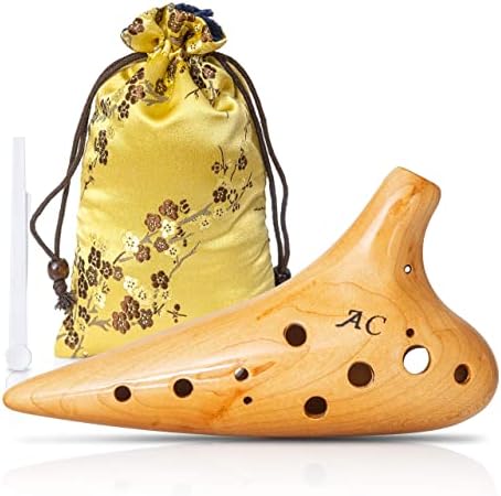Ocarina Instrument Alto C, Forest Whisper 12 Holes Native Instruments, Wooden Musical Native American Flute Instrument for Adults and Children, Zelda Collectibles, With String Carry Bag (Maple)