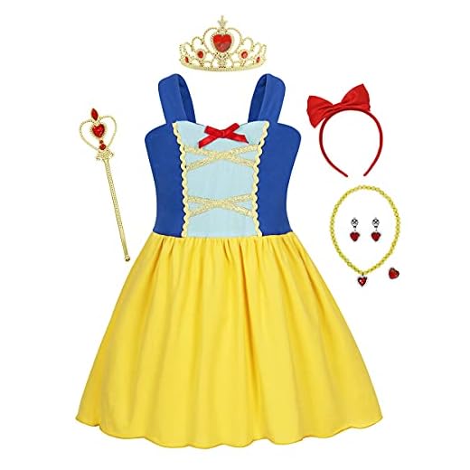 Jurebecia Toddler Girls Princess Cotton Sleeveless Skirt Snow White Costume Dress up Kids Birthday Party Outfit Fancy Dresses for Halloween Theme Party Cosplay Role Play Yellow Size 6/5-6Years