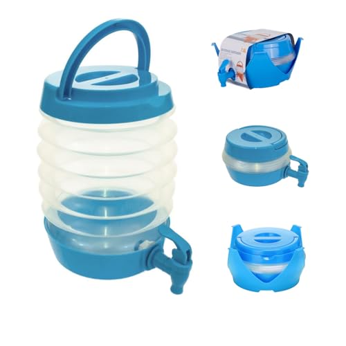 Distributore di bevande pieghevole con rubinetto, 3,5 L/5,5 L/7,5 L, contenitore per acqua in plastica, per cocktail freddi, bevande, succhi di frutta, bottiglia portatile per campeggio, feste, casa