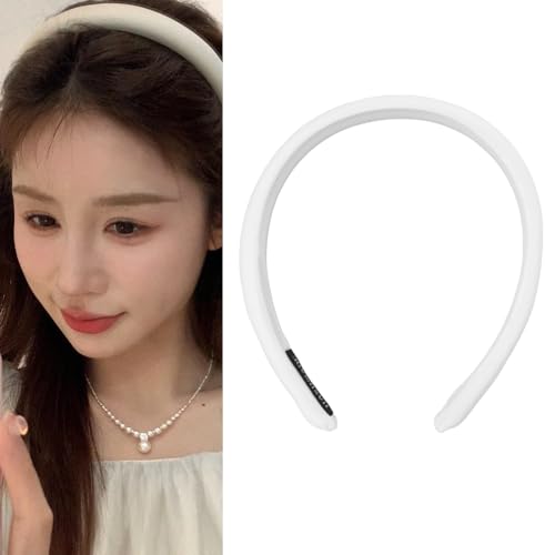 Fasce imbottite bianche da donna, sottili, morbide, per capelli corti e fini, grande fascia in raso di seta per capelli lunghi e lisci, decorazioni per capelli per donne e ragazze, fasce antiscivolo