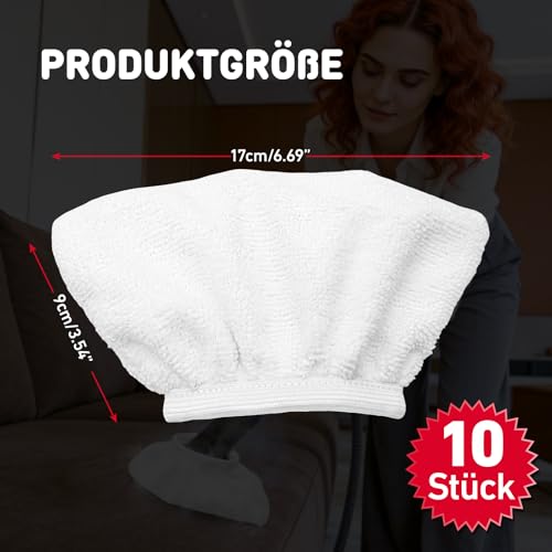 Aerzouser 10 Stück Ersatzbezüge für Handdampfreiniger, Waschbar & Wiederverwendbar, 17×9 cm – Kompatibel mit Kärcher Handdampfreinigern (Handaufsatz)