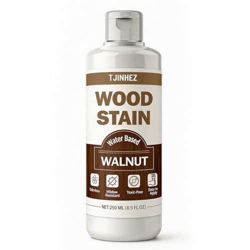 Walnut Wood Stain, 8.5oz/250ml Water Based Wood Stain, Premium Indoor & Outdoor Wood Finish for Furniture, Cabinets, Doors & Wood Surfaces - Fast Drying, Low Odor, Non-Toxic & Easy to Use