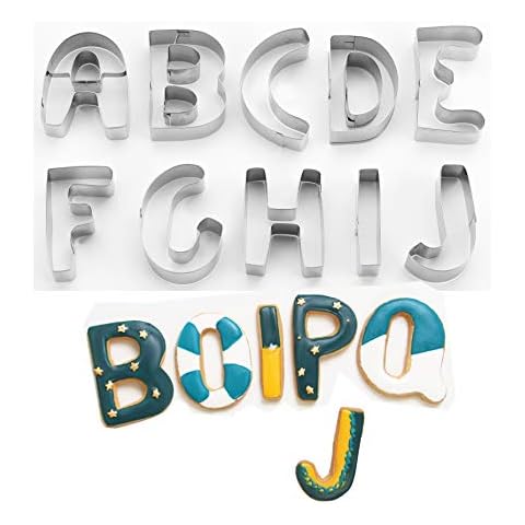 SurgeHai 26-Piece Large Alphabet Cookie Cutter Set (A - Z), Stainless Steel Decorating Tools Letters Fondant Cutter Cover