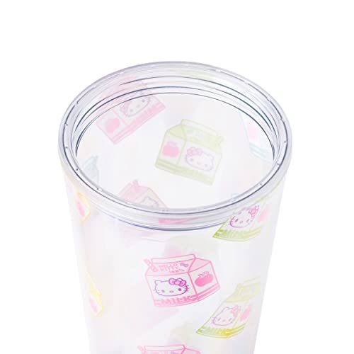 Image of Silver Buffalo Sanrio Hello Kitty Milk Carton, Plastic Boba Tumbler, 24oz | Pattern, Includes Lid and Wide Straw, 0.71 Liters
