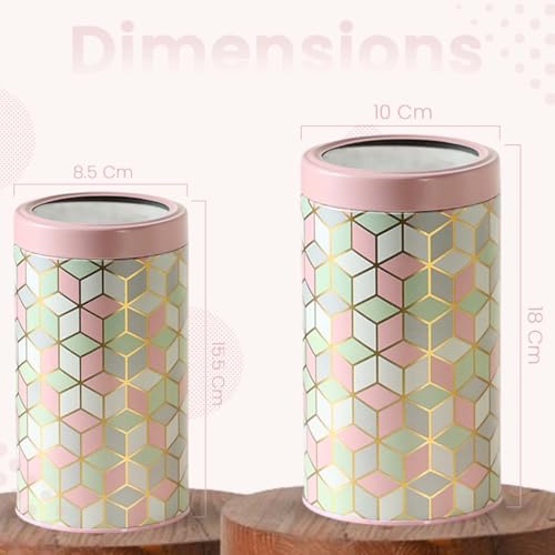 Image of Maroc Collection Airtight Kitchen Container Set| Set of 4-850ml+1400ml| Food Grade Metal Storage Jars for Spices, Snacks & Dry Fruits| Leakproof, Moist-Proof Canisters| Moroccan Pink Pastel
