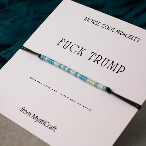 LIU JUN Fck Trump Morse Code Bracelet For Women, Adjustable Boho Activist Anti-Trump Stacked Beaded Bracelets To My Best Friend Originality Gift Jewelry3