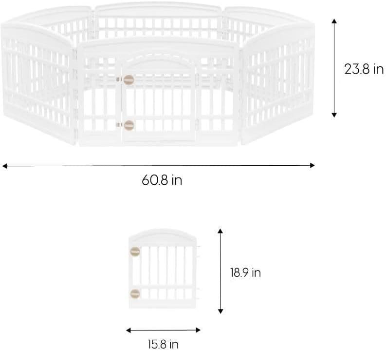 Portable 24-Inch 6-Panel Pet Gate with Door Black