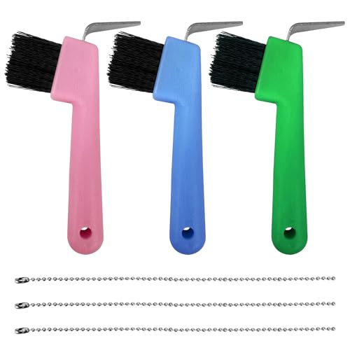 3 Stück Hufauskratzer für Pferde,Hufkratzer Pferdekopf Hufauskratzer mit Bürste 2