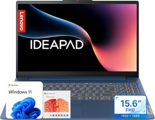 Image of Lenovo IdeaPad Slim 3i, 15.6 inch FHD Laptop, Quad-Core Intel N150, 8GB DDR5, 128GB Storage, Windows 11 with Microsoft 365, Numeric Keypad, Lightweight, Blue