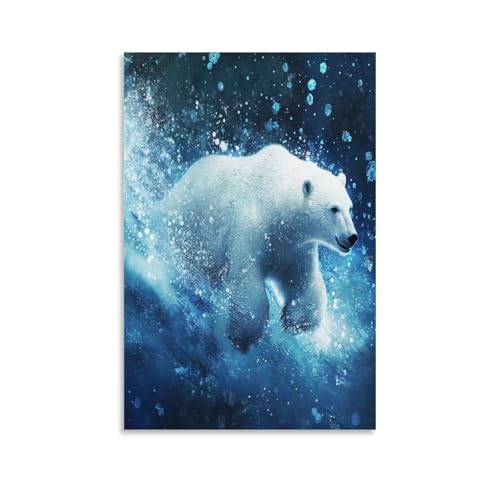 Toile d'ours polaire pour sublimer un mur blanc vide de chambre
