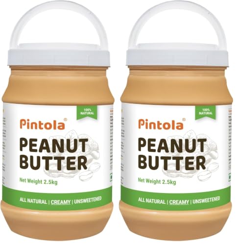 Image of Pintola All Natural Peanut Butter Creamy 2.5kg, Smooth, Unsweetened, 30g Protein | Gluten & Cholesterol Free, Vegan Peanut Butter, Nut Butter, High in Protein Spread, 100% Pure Roasted peanuts butter
