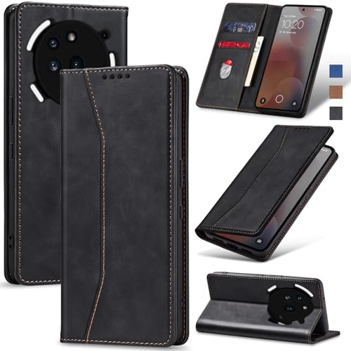Image of Jasonyu Case for Nothing Phone (3a) Pro Leather Wallet Flip Cover with Card Holder,Kickstand, Magnetic Closure,TPU Shockproof Phone Case,Black